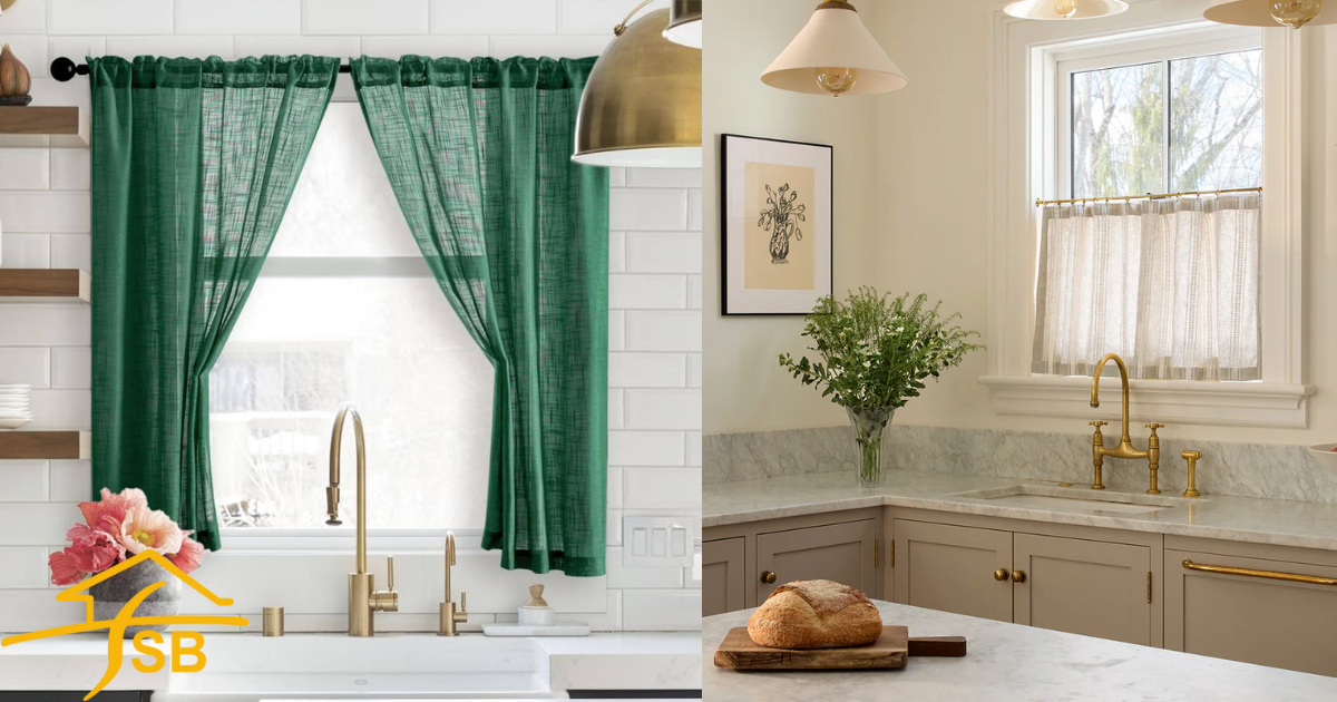 Linen or cotton half-curtains in cheerful colors Kitchen Curtain Designs